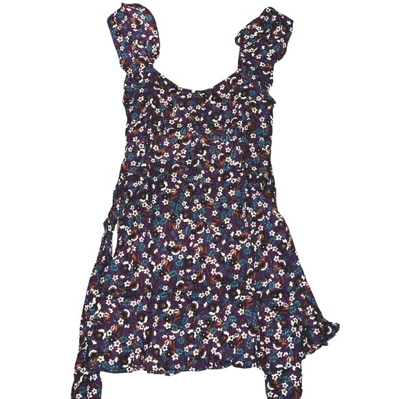 Band of the Free NWT Coraline Purple Floral Crossover Mini Dress Sz Small Womens - Picture 3 of 10